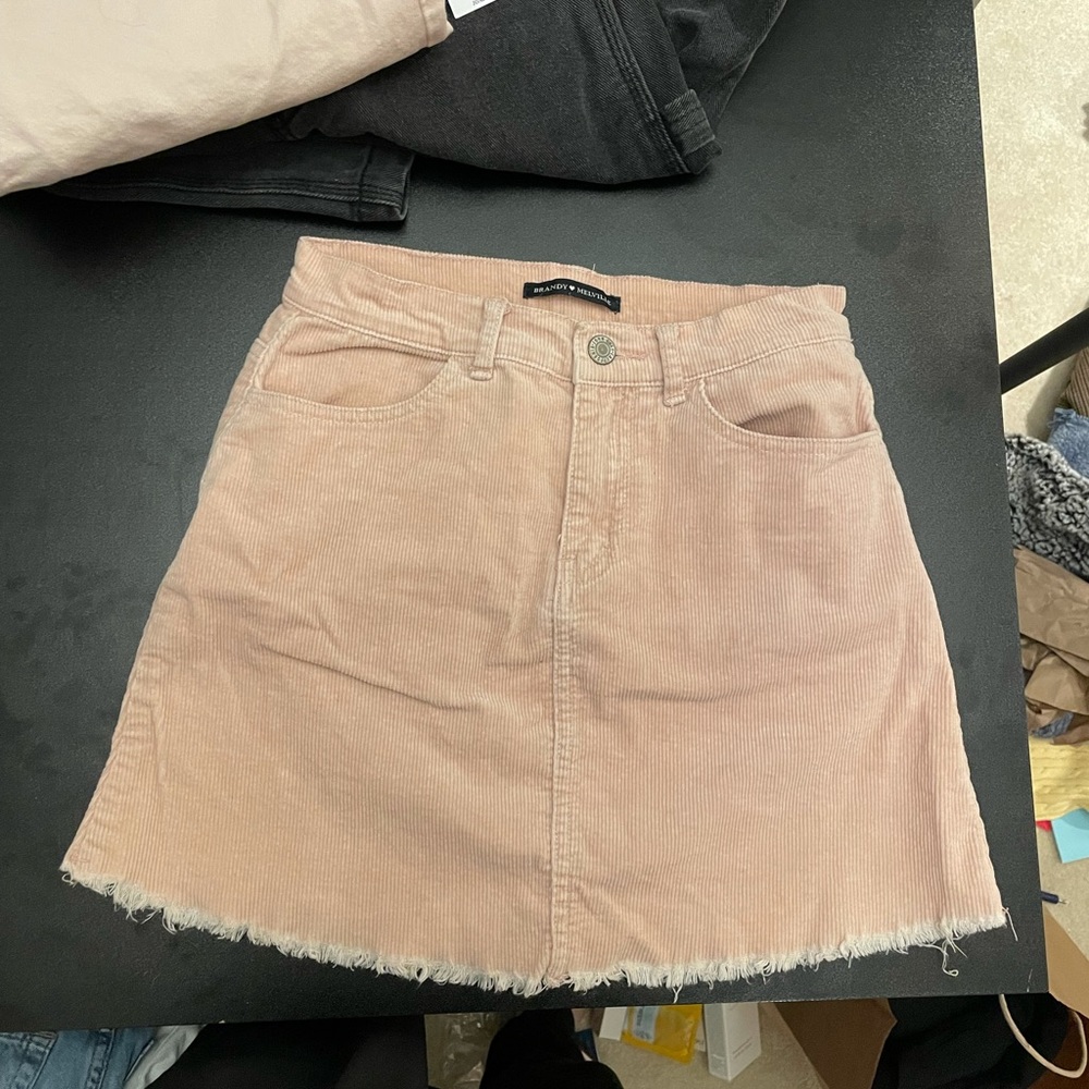 Brandy Melville Pale Pink Corduroy Mini Skirt